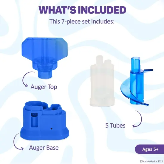 Marble Genius Expandable Auger Lift, Marble Run Accessory Set Automatically Elevates Marbles Up to 19 Inches, Infinite Loops of Racing Fun, Batteries Not Included, for Ages 3-14, Blue {4}