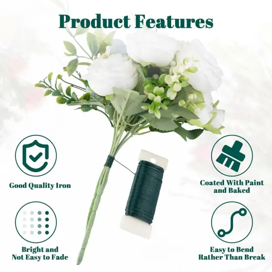4 Pack Floral Wire, 131 Yards Paddle Wire 22 Gauge Florist Wire Green for Wreath Wire Making Craft, Floral Flower Arrangements and DIY Crafts, Garland {1}