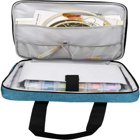 Full Range Embroidery and Cross Stitch Starter Kit with Premium Storage Organizer Bag, Includes 99 DMC Coded Cotton Threads, 9 Metallic Floss, 3 Hoops, Needles, Scissors + More (Turquoise) {4}