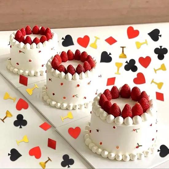 932pcs Casino Party Confetti Poker Las Vegas Party Scatter Confetti Sequins Sprinkle Confetti for Las Vegas Party Game Night Carnival Party Themed Party Supplies (red 2) {3}