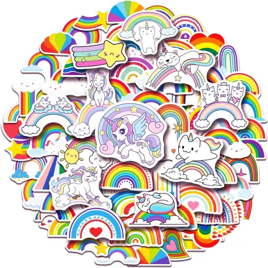 100 Pack Rainbow Stickers, Rainbow Party Favors, Birthday Decorations {1}