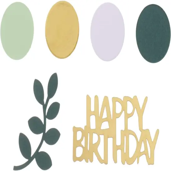 300 Pcs Sage Green Happy Birthday Confetti Greenery Gold Table Confetti Decorations Green and Gold Birthday Party Decorations (Happy Birthday) {4}