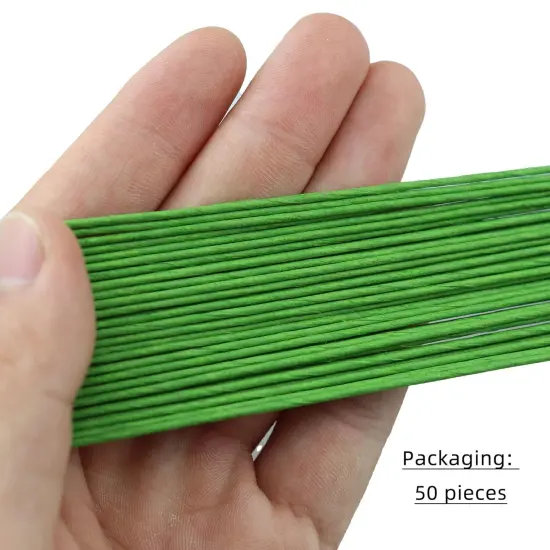 Green Floral Wire 50 PCS 14 Inch 18 Gauge (1.2mm) Paper Wrapped Floral Stem Wire Wreath Wire Florist Wire Strong Wire for DIY Crafts Garland Flower Arrangements and Christmas Wreaths Tree {5}