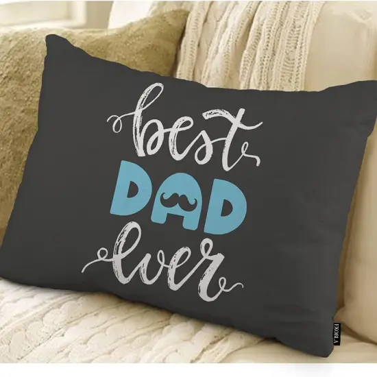 Happy Father's Day Lumbar Pillow Cases Best Dad Ever Mustache Beard Calligraphy Blue Black White Decorative Throw Pillow Cover Rectangle Cushion Covers Cotton Linen 12x20 Inch for Men Women {2}