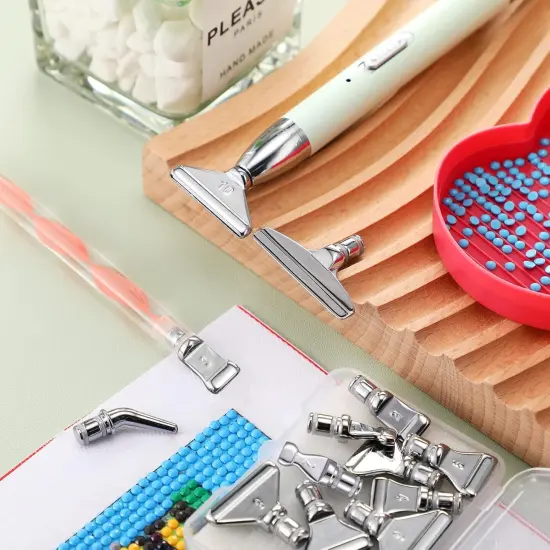 11 Pieces Diamond Brush Metal Nibs Kit DIY Diamond Painting Metal Pen Tips 11 Styles Multi Placer Tips 5D Stainless Steel Painting Accessories Replacement Pen Heads(Silver) {4}