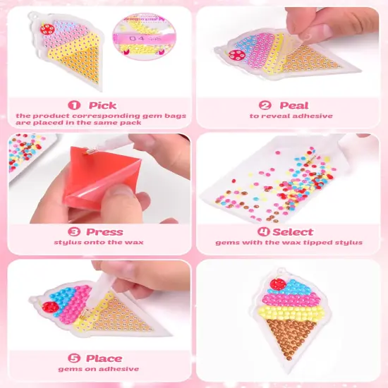 24Pcs Summer Diamond Art Kits for Kids, Diamond Painting Kits, Arts and Crafts for Kids Ages 6-8-12, Gem Art As Gifts Ideas for Girls Boys, Small Diamond Painting Stickers, Kids Craft Age 6+ {4}