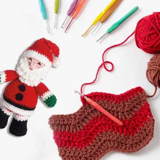 Crochet Friend Kit, Santa Standing, 8", Complete Crochet Kit, Learn to Animal Starter Kit for All Ages, Includes Instructions, DIY Amigurumi Kits {4}