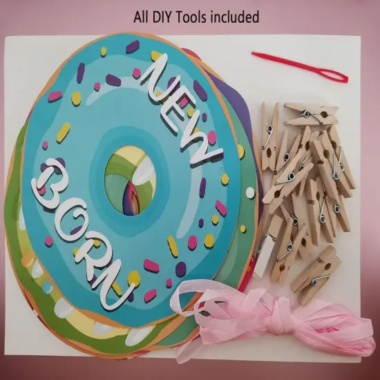 Donut First Birthday Banner, Doughnut Photo Banner for Girl, Donut Grow Up 1st Picture Banner Party Decoration {5}