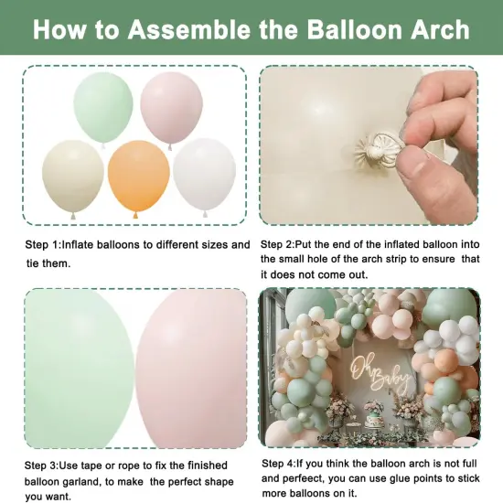 Dusty Green Pink Balloon Garland Arch Kit,Green Blush Peach White Nude Balloons Spring Balloon Arch kit for Baby Shower Birthday Tea Party Fairy Party Gender Reveal Decorations {3}