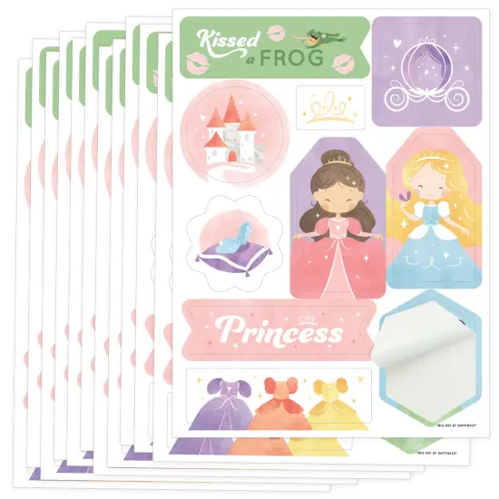 Big Dot of Happiness Princess Party Favor Sticker Sheet Sets, Princess Birthday Party Favors for Girls - 12 Sheets - 120 Stickers {1}