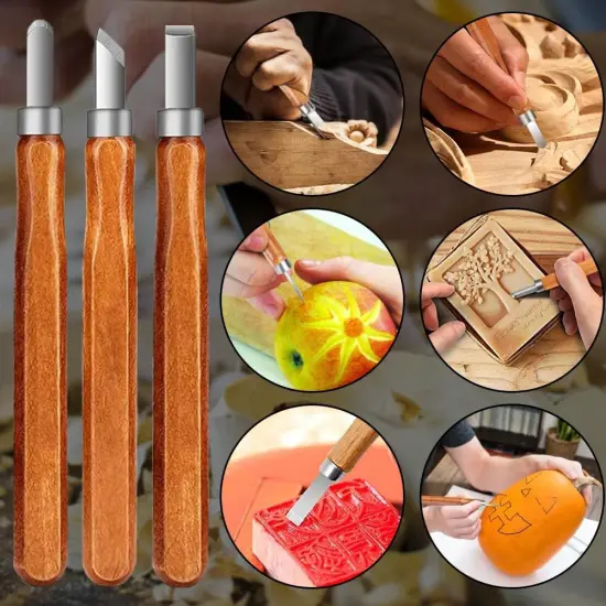 Wood Carving Kit with Basswood Carving Blocks, Wood Carving Tools Includes 3 Wood Carving Knives, 3 Detail Wood Carving Knife and 8 Wood Blocks, Whittling kit for Adult and Kids Beginners {3}