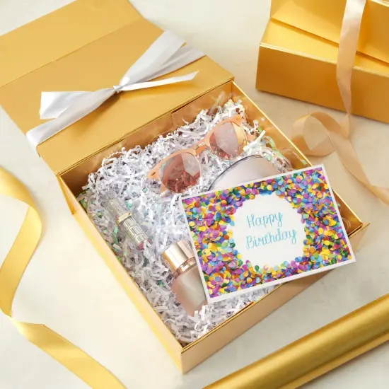 6 Pack Proposal Boxes with Lid for Groomsmen, Bridesmaid, 9.5 x 9.5 x 3.5 Inch Square Glossy Gold Magnetic Gift Box for Parties, Retail {2}