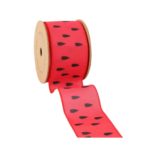 2 1/2" Wired Ribbon | Watermelon Seeds | 10 Yard Roll {1}