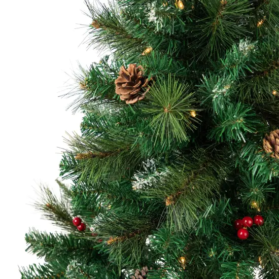 Northlight 4' Pre-Lit Frosted Carolina Berry Spruce Artificial Christmas Tree, Clear Lights Green {5}