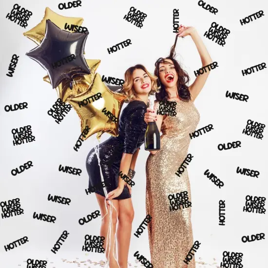 Older Wiser Hotter Glitter Confetti for Black Birthday Party Table Scatter, Sprinkle Decorations for Women Men 25th 30th 40th 50th 60th 70th 80th Birthday Anniversary Paper Confetti (100 PCS) {2}