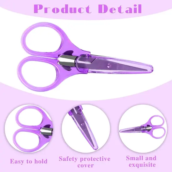 3Pcs Small Scissors All Purpose Craft Scissors Stainless Steel Scissors with Protective Cover Mini Detail Craft Scissors Precision Straight Fine Tips Design for Paper Cutting,Scrapbooking {4}