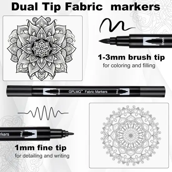 Black Fabric Markers Pens - Dual Tips Fabric Marker Permanent for Clothes, Non-Toxic, No Fade, No Bleed, Ideal for DIY Projects on Shirts, Hats, Canvas, and Textiles {2}