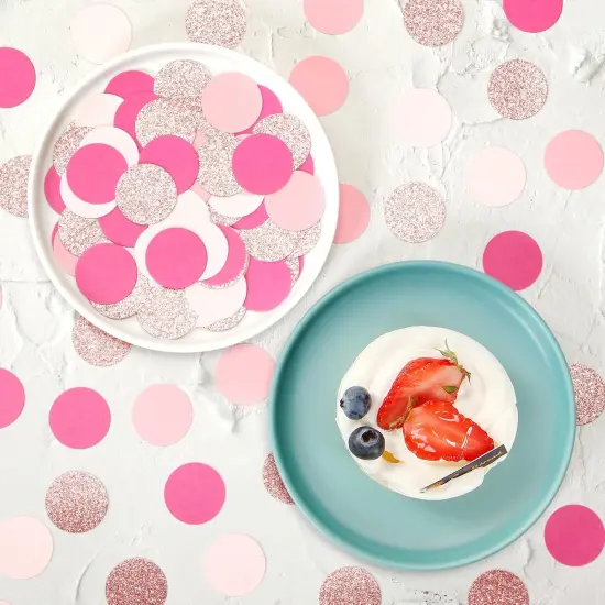 Rose-gold Hot-Pink Party Decorations Confetti - 300pcs Wedding Bridal Shower Baby Girl Birthday Bachelorette Engagement Mohters Brunch Glitter Paper Table Decor Lasting Surprise {3}