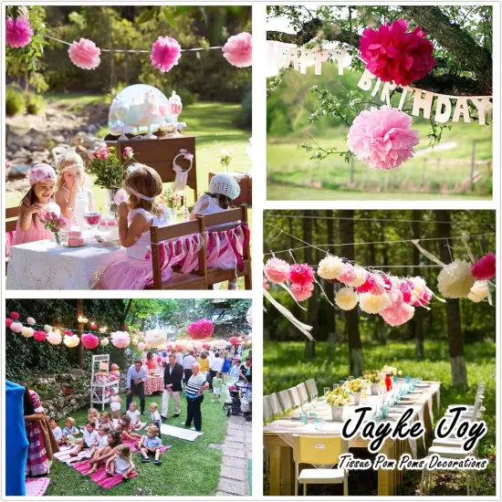 20 Pcs Paper Pom Poms Kit Decor, Tissue Paper Flowers for Birthday, Wedding, Bachelorette, Baby Shower, Girl Nursery Decoration (Pink Mix) {2}