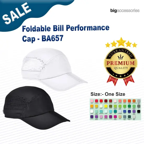 Big Accessories&reg; Foldable Bill Performance Cap BRIGHT ORANGE {2}