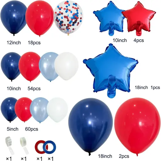 142pcs Red White and Blue Balloon Arch Garland Kit, Navy Blue for Blue 2024 Graduation Decorations July 4th Birthday Baseball Nautical Theme Party Flag Party Election Party {2}