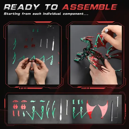 3D Puzzle for Kids,Stainless Steel Pteranodon Metal Kit - 3D Metal for Kids, Parent-Child Activity Toy/Building Blocks,Jigsaw Toy for Family Game {4}