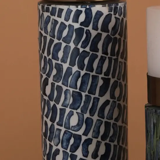 Bone with Resin Inlay Candle Stand with Brass Top - 4" x 15.5" {3}