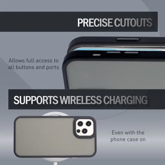 Insten Compatible with iPhone 12 Pro Case & iPhone 12 Case 6.1 inch, Translucent Matte Hybrid Cover, Anti-Shatter Anti-shock Drop Protection, Wireless Charging, Black {5}