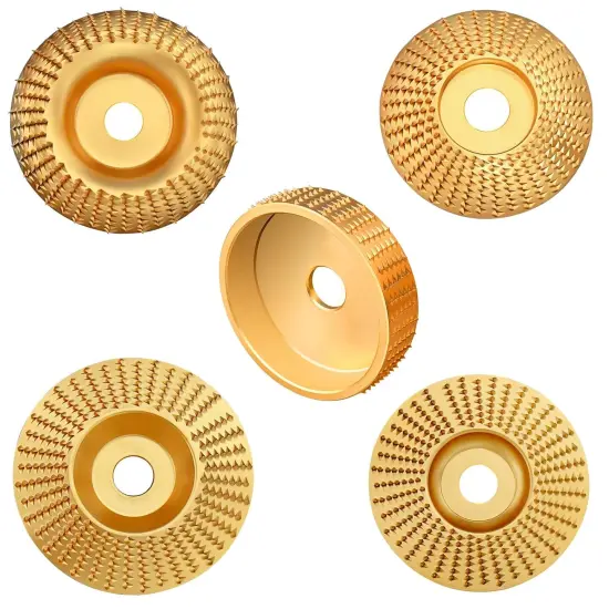 Angle Grinder Woodcarving Disc Set,Five Pcs Wood Carve Kit, 4" or 4" 1/2 with 5/8" Arbor for Angle Grinder, Wood Shaping Wheel, Stump Grinding Tools for Cutting,Grinding,Carving (5 PCS Carving Disc Set) {1}