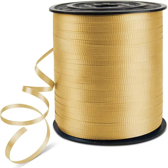 500 Yards 3/16" Crimped Curling Ribbon Gold, Balloon String Curly Ribbon 1 Roll for Gift Wrapping, Birthday Wedding Party Festival Decoration, Baby Shower, Art Crafts, Florist Flowers {1}