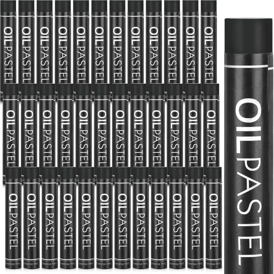 36 Pcs Soft Oil Pastels Bulk Artists Oil Crayons Single Color Creamy Pastels for Art Painting Drawing Blending for Back to School First Day of School Kids Students Artists (Black) {1}