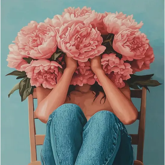 Paint by Numbers for Adults - Flowers Woman Paint by Numbers for Adults Beginners, Flowers Girl Acrylic Simple Paint by Number Canvas for Decoration (16x20 inch) {1}