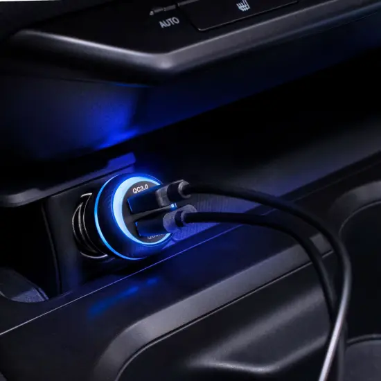 Insten 36W 2-Port USB QC 3.0 Fast Charging Car Charger Compatible With iPhone Android Cell Phone Universal Black {3}