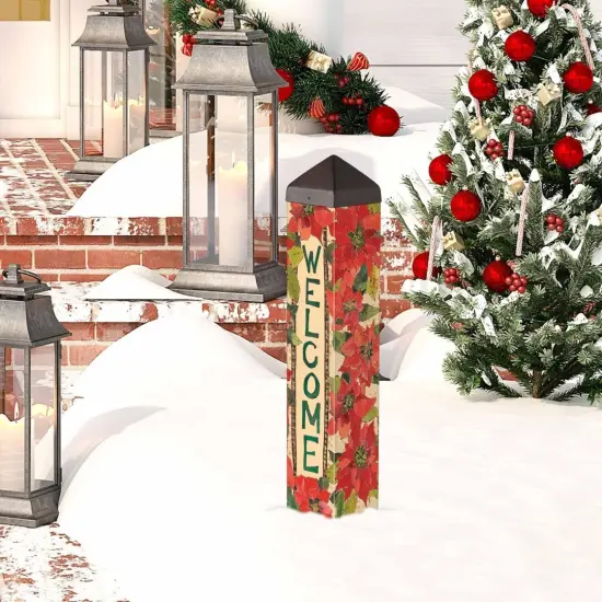 Painted Poinsettias Art Pole 20 Inches {2}