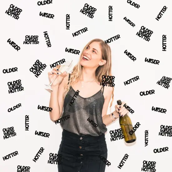 Older Wiser Hotter Glitter Confetti for Black Birthday Party Table Scatter, Sprinkle Decorations for Women Men 25th 30th 40th 50th 60th 70th 80th Birthday Anniversary Paper Confetti (100 PCS) {3}