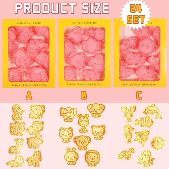 Animal Cookie Cutters with Plunger Stamps Set 24 Pieces {2}