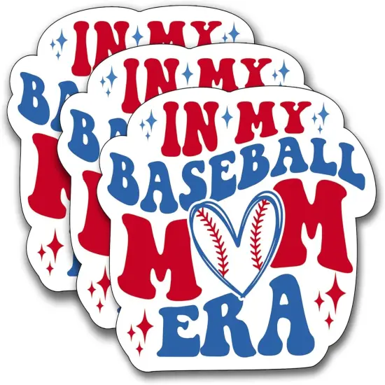(3Pcs) in My Baseball Mom Era Sticker, Decal Gifts Mama Decorate Books Laptop Phone Water Bottles Kindles Stickers Tumbler Sticker Waterproof Vinyl Decorate Sticker 3" Inch {1}