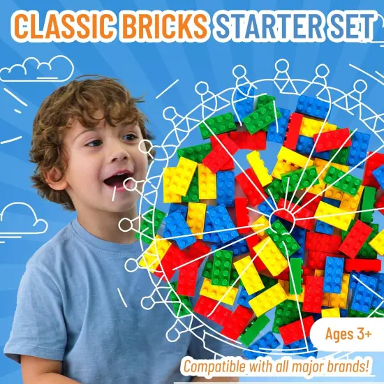 Strictly Briks Classic Bricks Starter Kit, Blue, Green, Red, and Yellow, 96 Pieces, 2x4 Studs, Building Creative Play Set for Ages 3-14, 100% Compatible with All Major Brick Brands Multicolor {2}