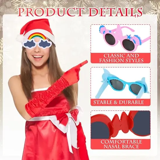 24PCS Bluk Funny Party Glasses, Novelty Cool Shpaed Party Sunglasses, Cute Eyewear, Sunglasses Masks for Adults, Teens, Funny Photo Booth Props for Luau, Pool, Summer, Hawaiian, Graduation, Wedding {4}