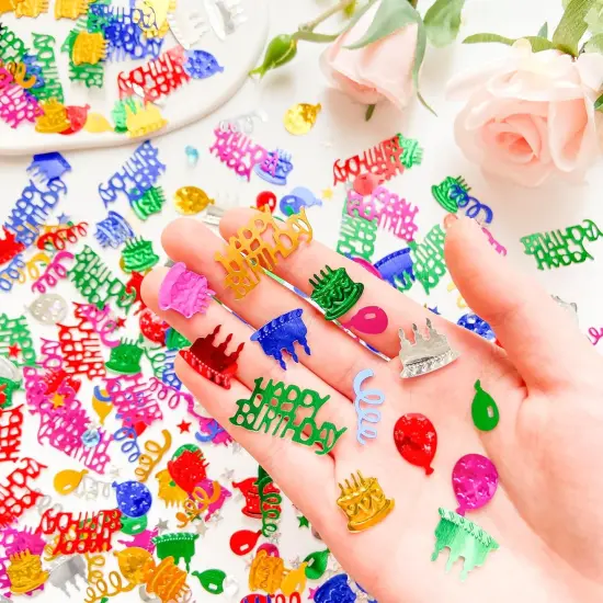 3000 Pieces Birthday Confetti Glitter Foil Happy Birthday Confetti Sprinkles Mixed Cake Balloon Star Confetti for Table Decorations Birthday Party Baby Shower DIY Crafts(60g) {2}