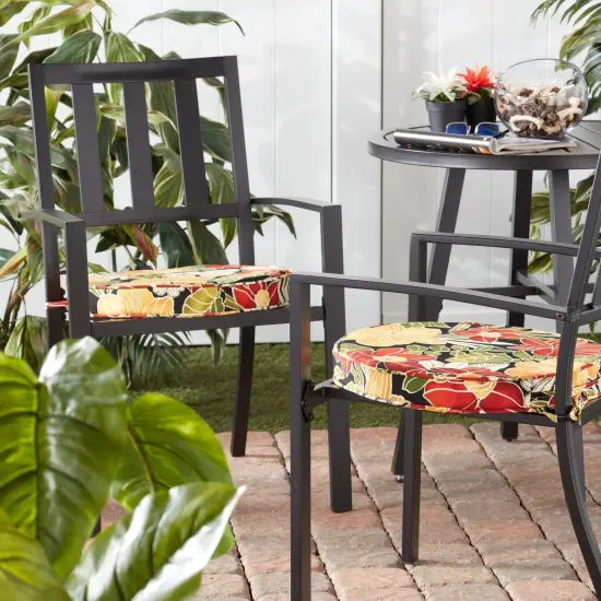 18 in. Round Outdoor Dining Seat Pad (2-Pack) Roma Floral {3}