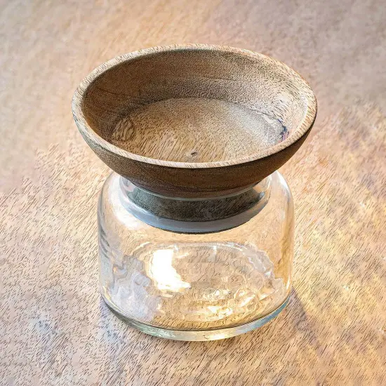 Twain Glass Jar with Wooden Bowl (Small) {2}