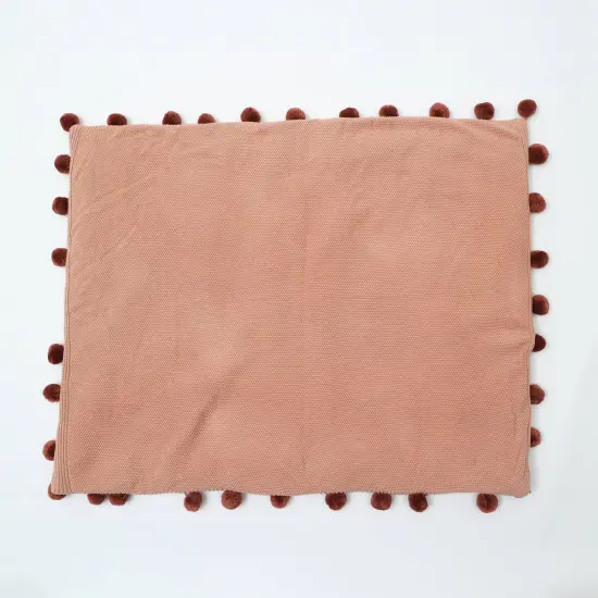 Cotton Knitted Playmat with Pom Pom (Dusty Pink) {2}