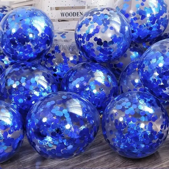 Blue Confetti Balloons, 25 Pcs Thickened 12 Inch Clear Latex Balloon with Confetti Inside for Graduation Decorations Engagement Bridal Shower Party Baby Shower Birthday Party Decoration Supplies {5}