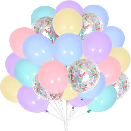 60pcs Purple Yellow Orange Blue Macaron Balloons and Colorful Strip Confetti Balloons for Wedding Bridal Shower Birthday Party Baby Shower Decoration {1}