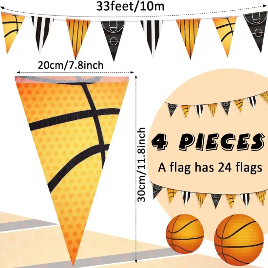 131 ft Basketball Pennant Banners American Basketball Banner Pennant Flag Garland Bunting for Basketball Party Supplies Birthday Party Home Outdoor Hanging Decoration, 4 Pcs {2}