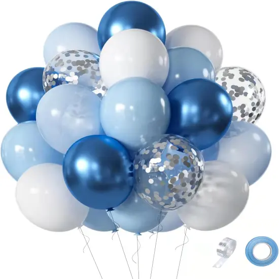 60 Pcs Blue White Balloon Set {1}