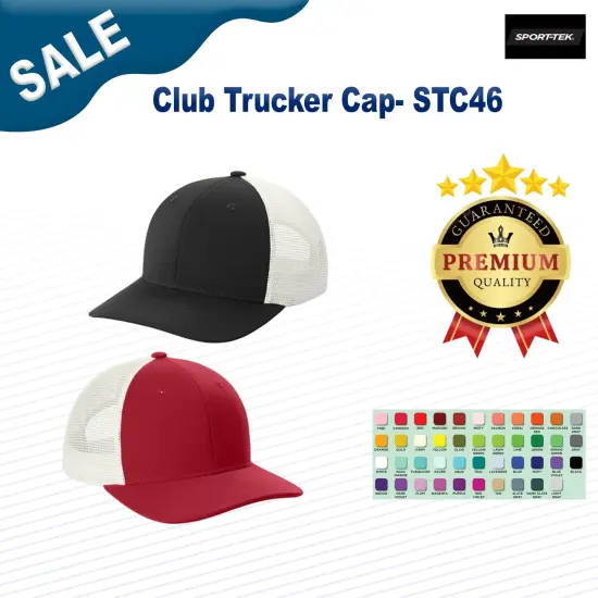 Sport-Tek&reg; Club Trucker Cap True Navy/ White {3}