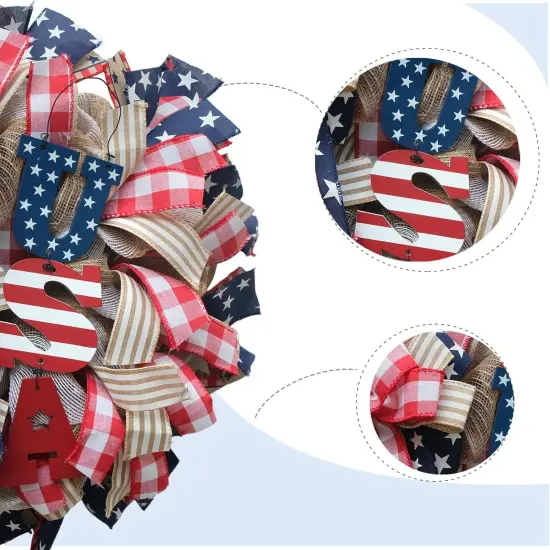 16 Inch Independence Day Patriotic Wreath for Wall Decor Red White and Blue Summer Wreath, Independence Day Memorial Day {2}