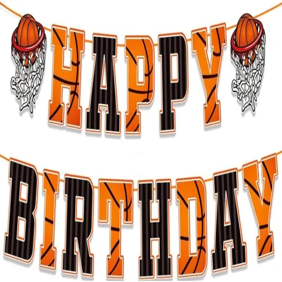 Basketball Birthday Banner Happy Birthday Basketball Banner Basketball Birthday Decorations Basketball Party Banner for Kids Teenagers Boys Men {1}